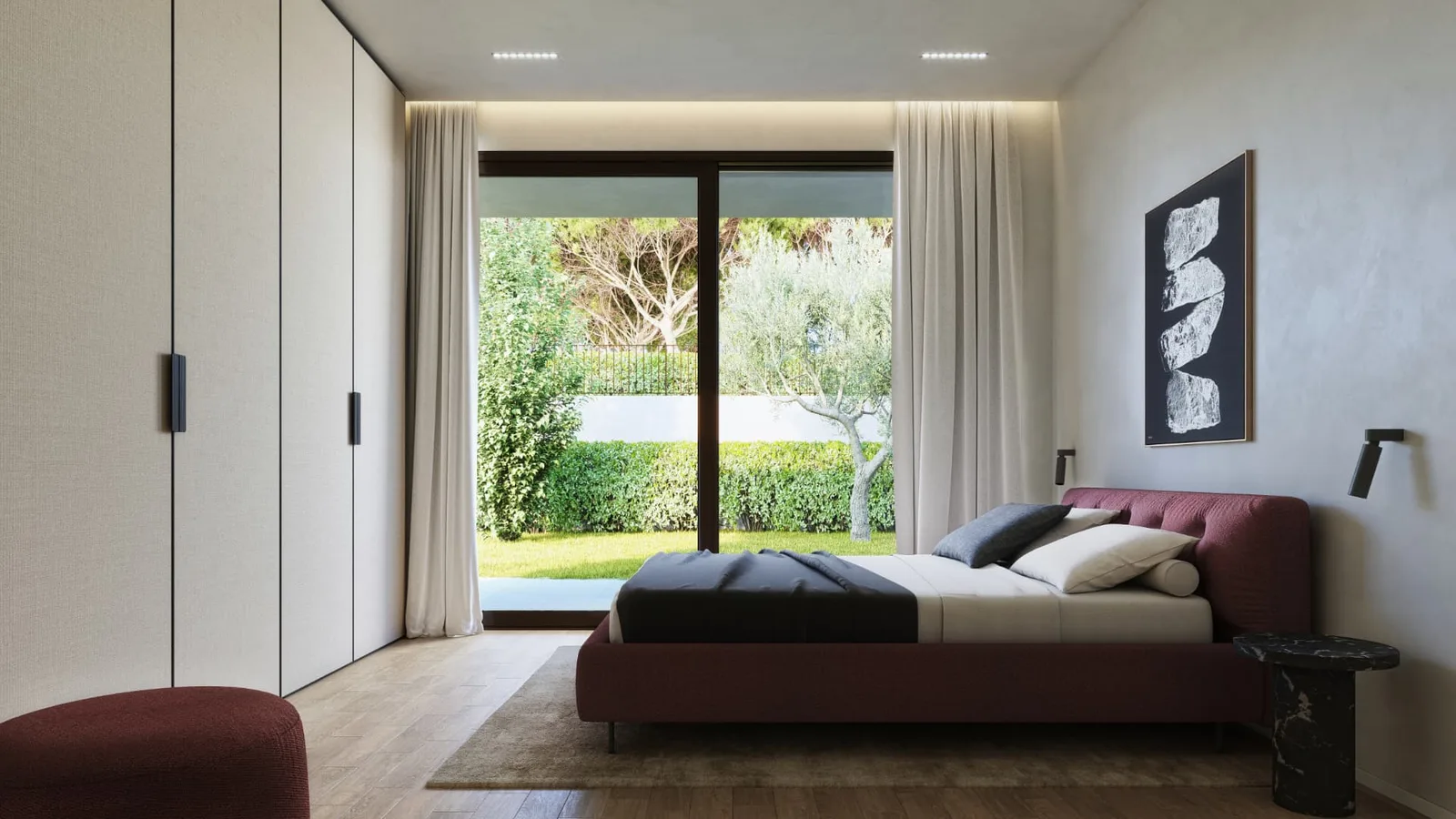 Camera da letto luminosa con affaccio sul verde della soluzione A302