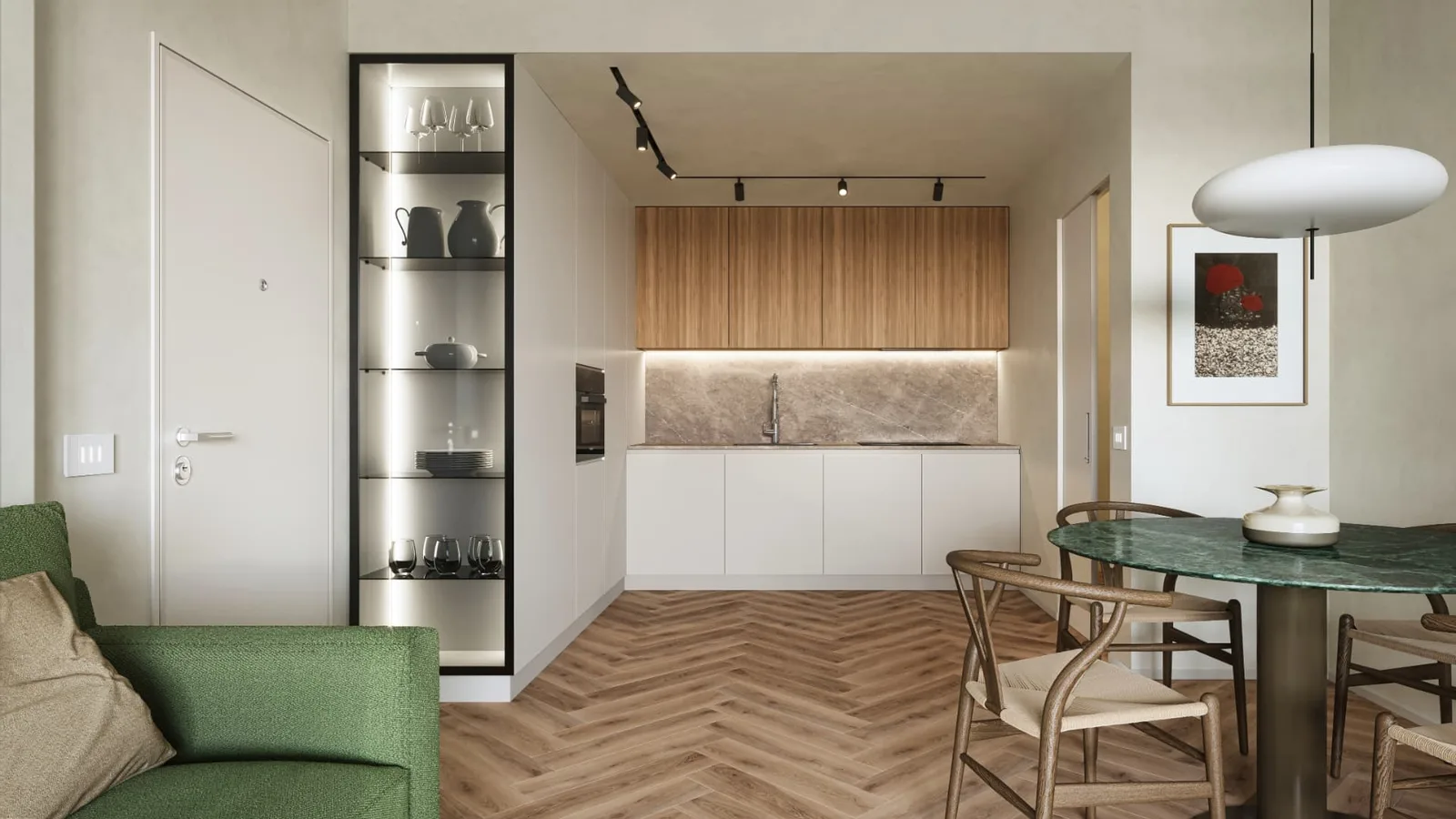 Cucina contemporanea con zona pranzo della soluzione A401